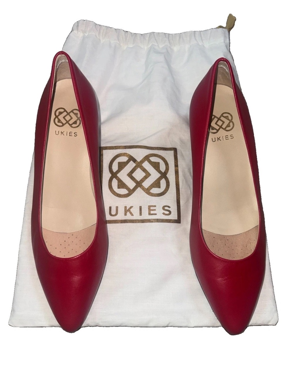 UKIES Red Leather Kitten Heel Pumps Women’s 8.5 M Pointed Toe Made in Spain